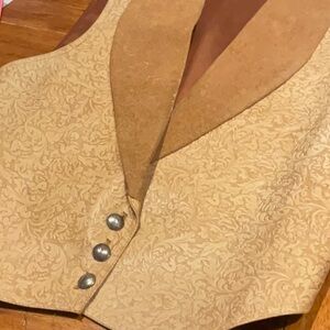 Leather Vest hand tooled Vintage size M Double D Ranch